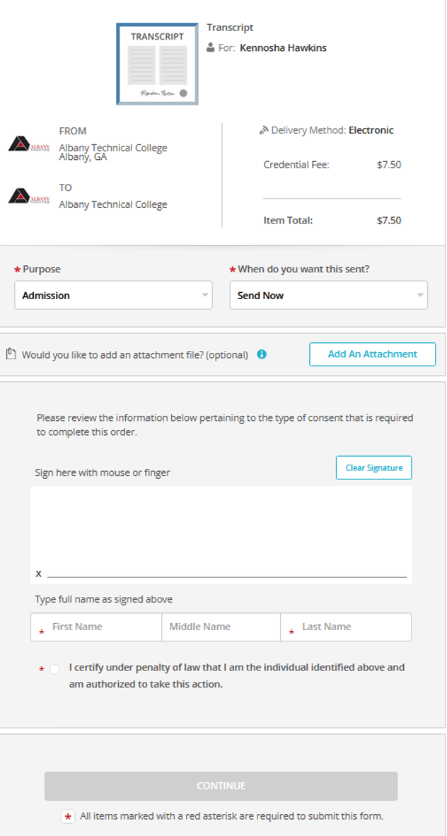 Verify & Confirm your Transcript Request Destination 02