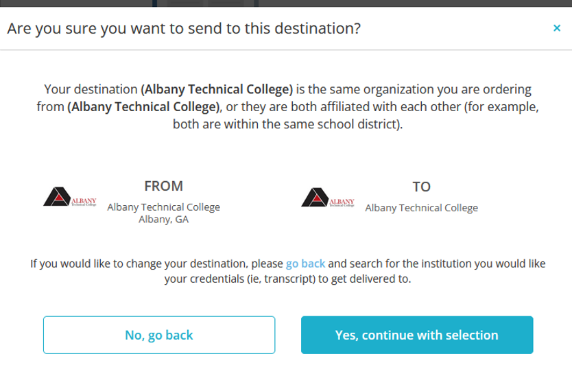 Verify & Confirm your Transcript Request Destination 01