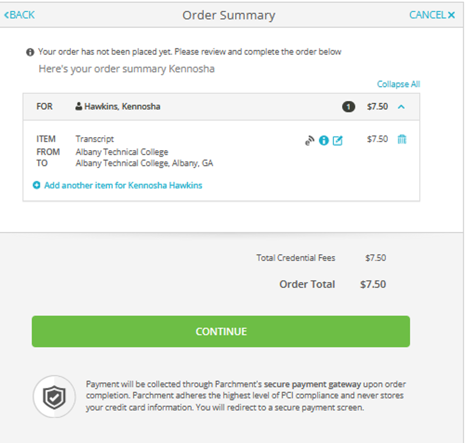 Verify & Confirm your Transcript Request Destination 03