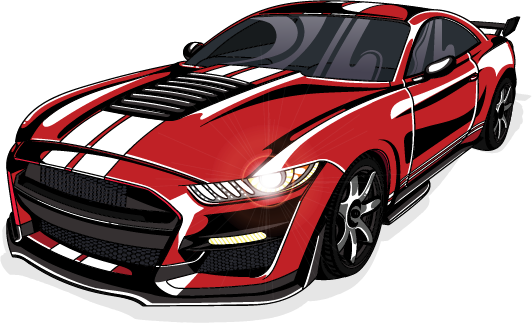 Vector drawing of a Ford Mustang.