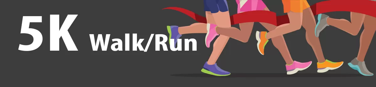 5K Run Walk graphic with illustrated image of running legs.running